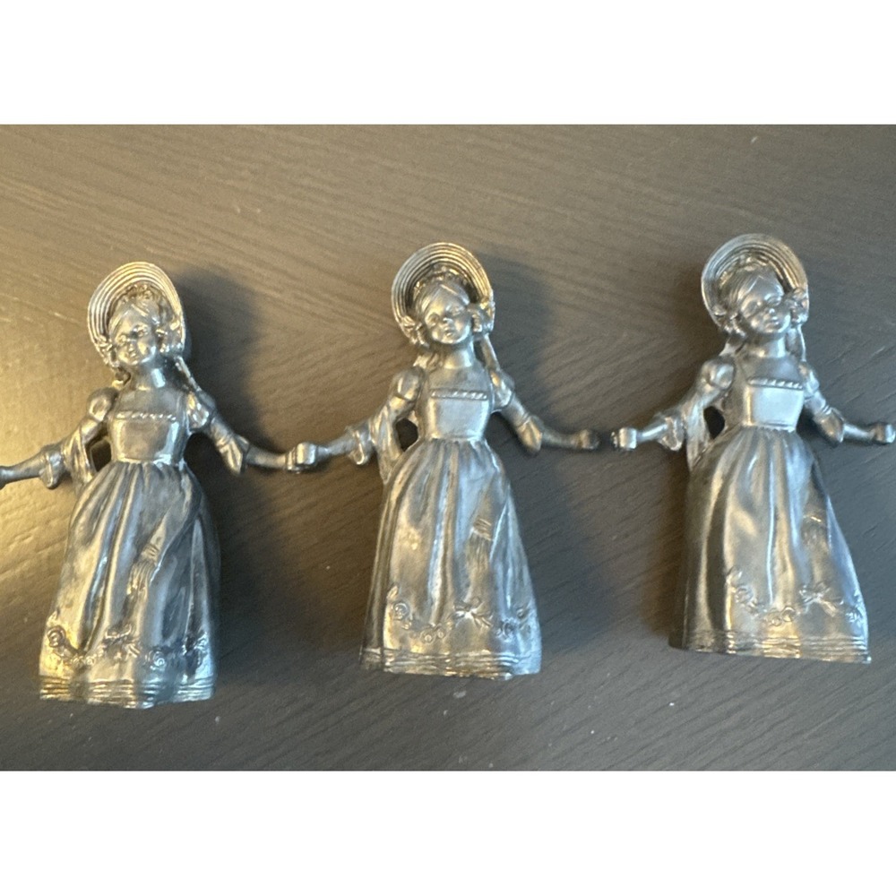 Vtg " Little Match Girl" Hans Christian Anderson 4" Pewter Match Holder-3